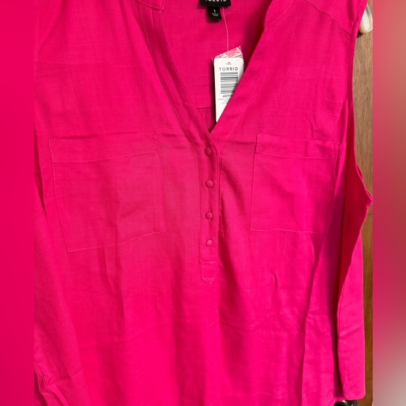 NWT Torrid ladies size 1 (14/16) Harper Linen Pullover Tank in pink peacock - Picture 12 of 12